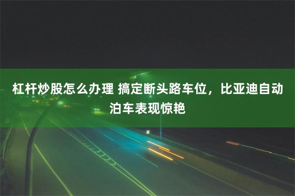 杠杆炒股怎么办理 搞定断头路车位，比亚迪自动泊车表现惊艳