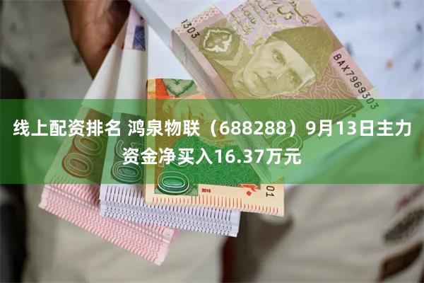 线上配资排名 鸿泉物联（688288）9月13日主力资金净买入16.37万元